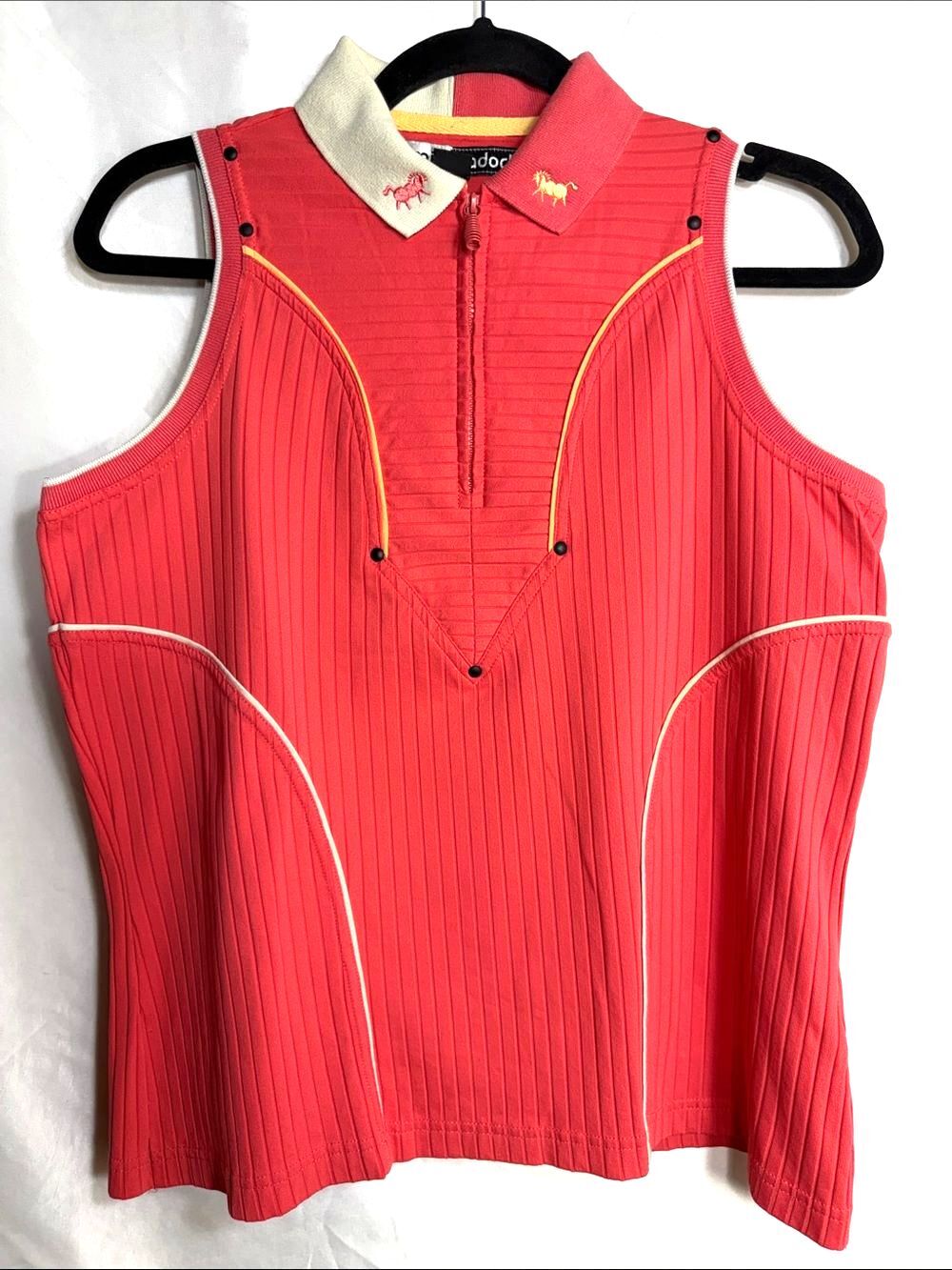 Vintage Jamie Sadock Sleeveless Golf Polo Top M Coral Pink 1223